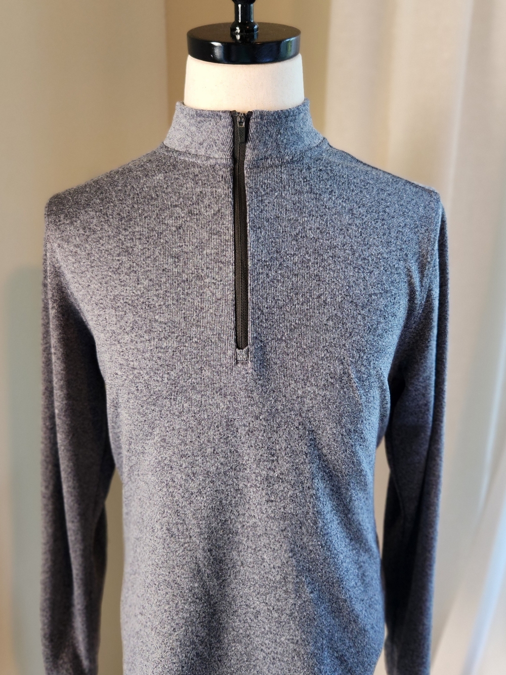 RHONE Men's Large Heather Gray Quarter-Zip Long Sleeve Mock Neck Pullover